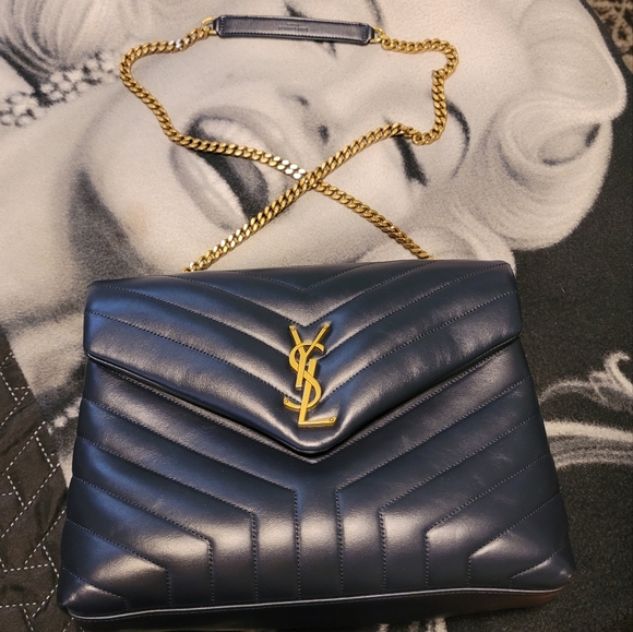 Yves Saint Laurent Handbags - 100% Authentic Yves Saint Laurent Deep Marine Blue Flap-Top Shoulder Bag..